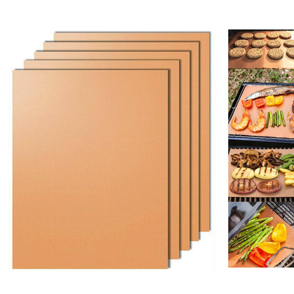 Dailyart copper grill mat close-up non-stick surface for easy grilling.