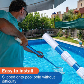 Easy-installation process showing Dairrr Fuuu pool pole grip fitting onto a pole