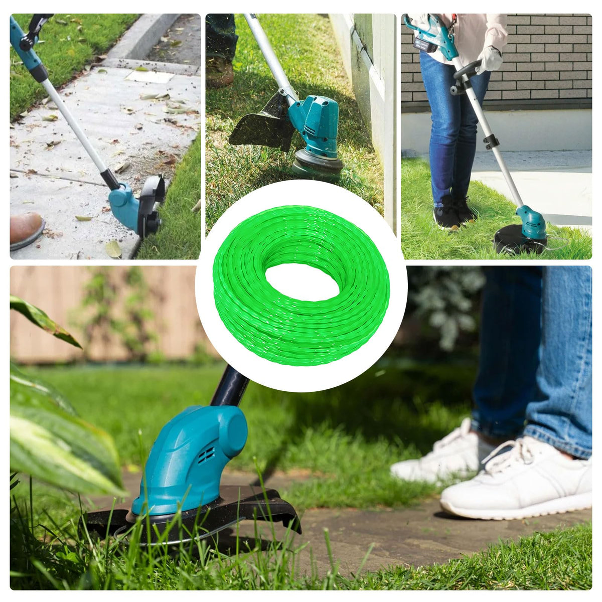 Efficient cutting with Dairrr Fuuu T-03866 twisted line for thick grass and weeds.