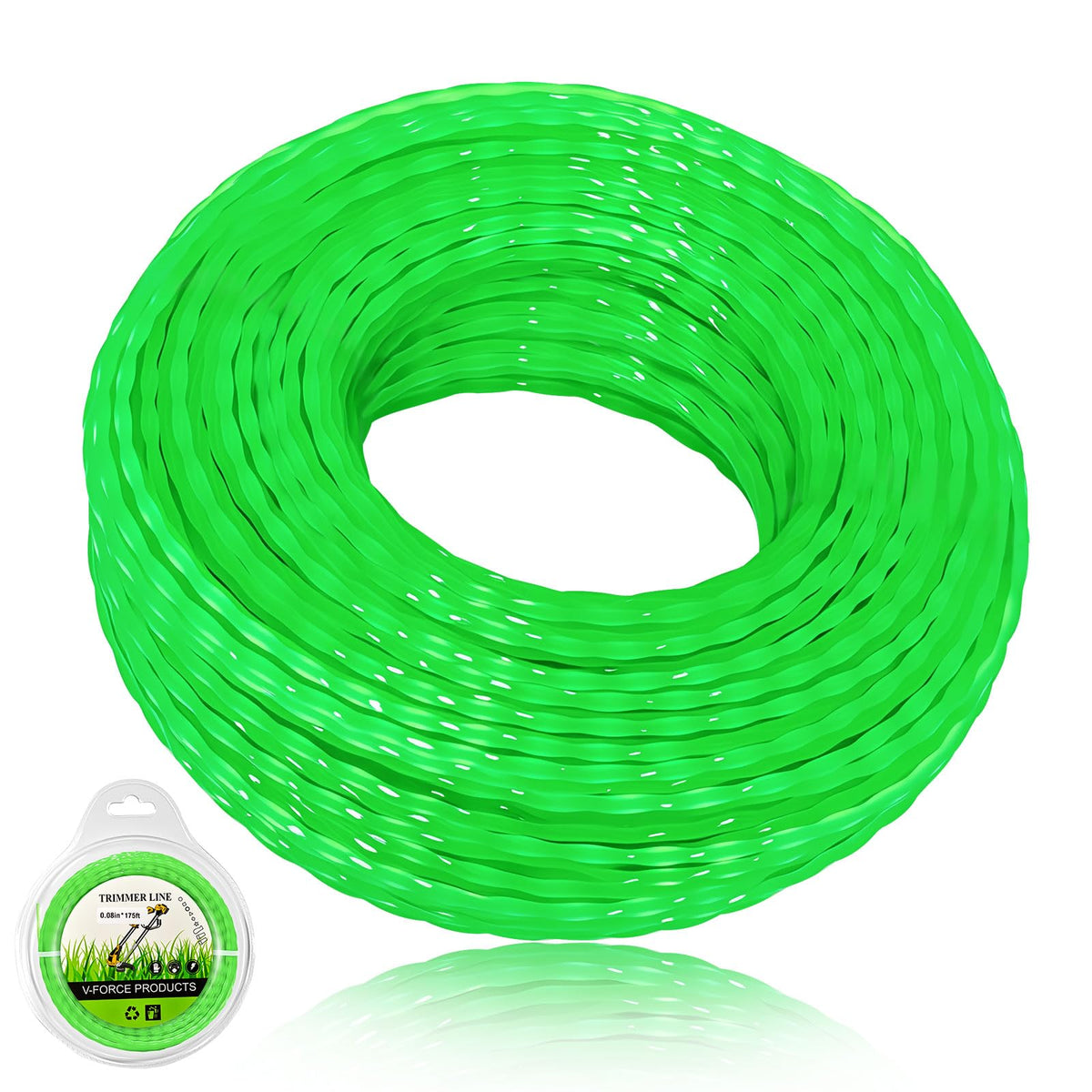Dairrr Fuuu T-03866 twisted string line shown with universal-fit compatibility for Makita trimmers.