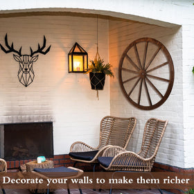 DaisyInner garden wall art wagon wheel enhances patio or fence decor.