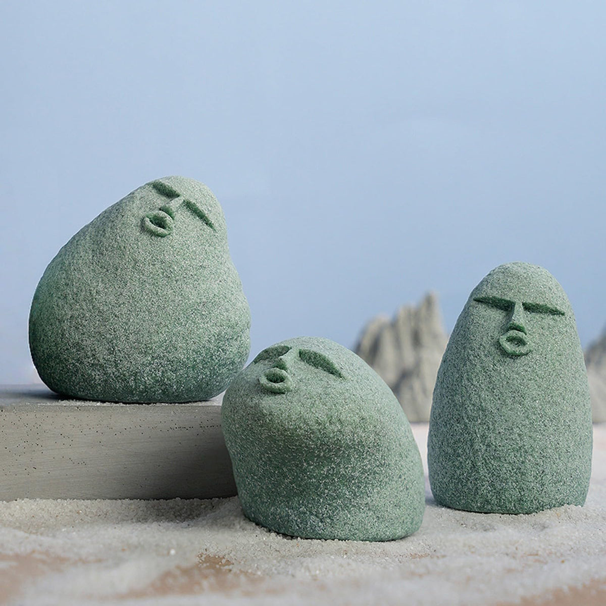 Daisylily stone man garden decor figurine adds whimsy to outdoor spaces.
