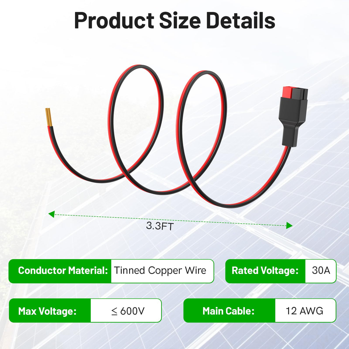 Daitoku outdoor-ready 12AWG 30A cable with UV and flame resistance.