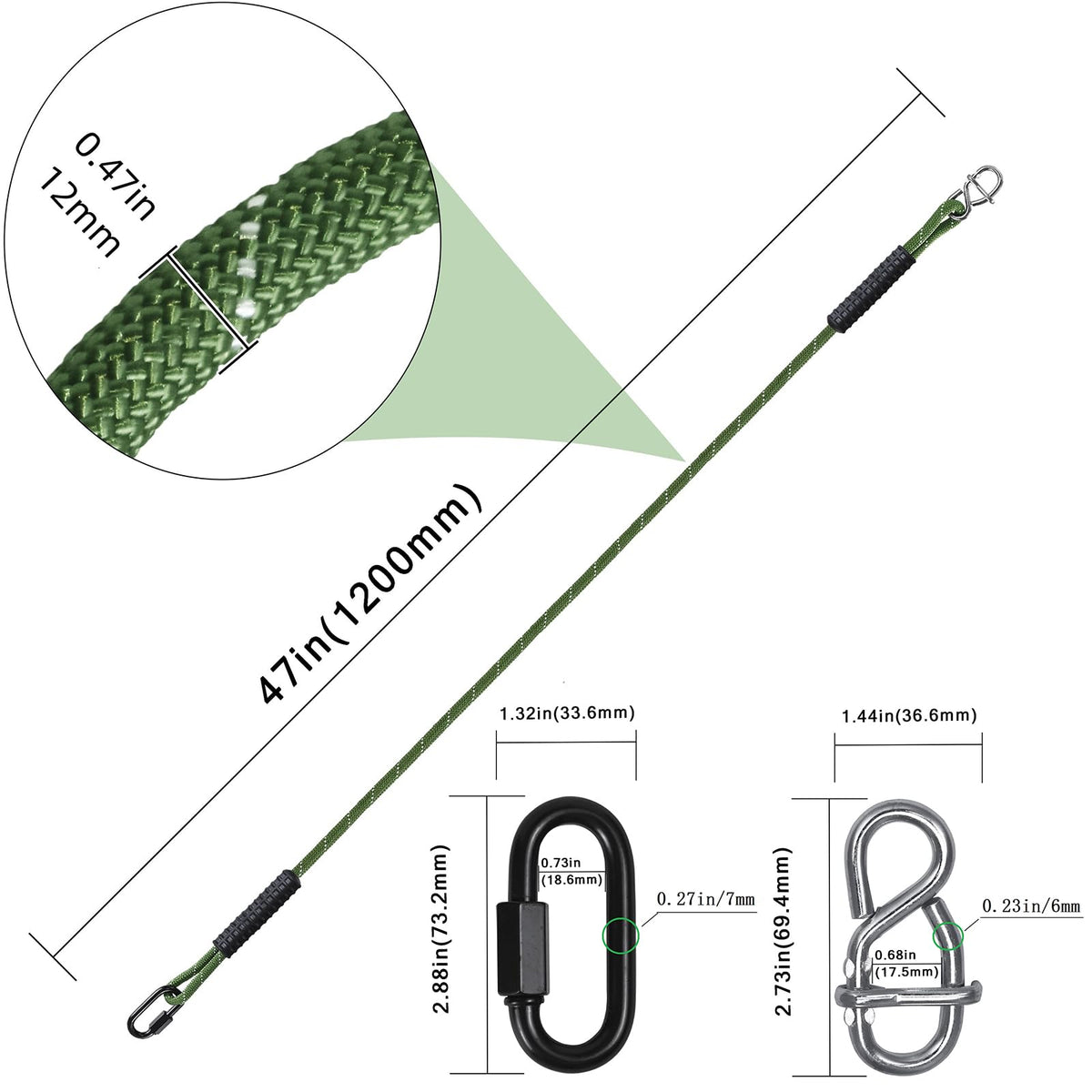 Dakzhou swing rope close up showing soft rubber grip