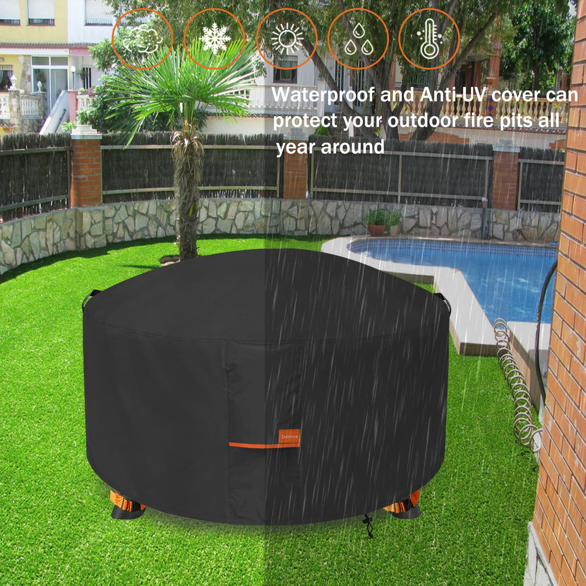 Dalema fire pit cover blocks UV rays and reduces fading