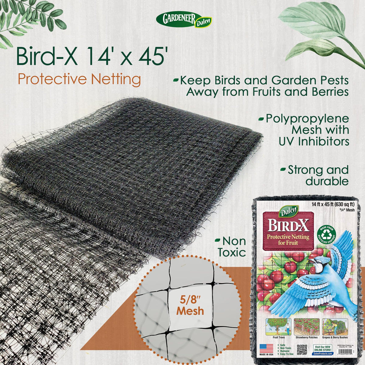 Dalen Bird-X mesh netting close-up texture shows durable construction