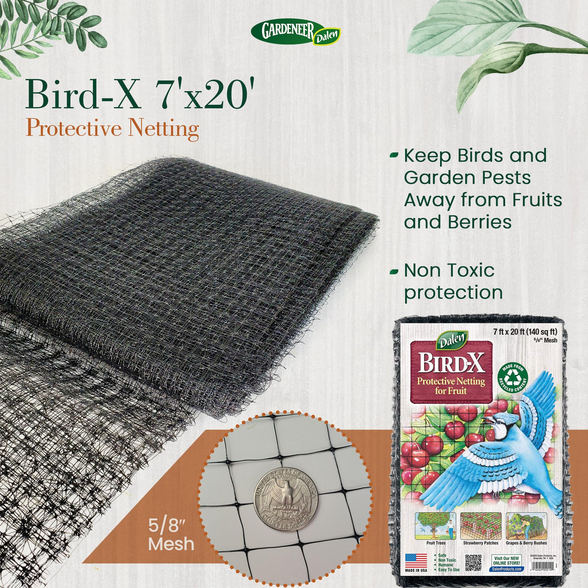 Dalen Bird-X netting protecting berries while letting sun reach plants