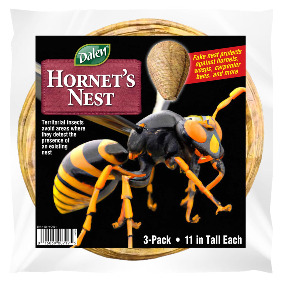Dalen Hornet's Nest 11in hive outdoors for deterrence against wasps and hornets.