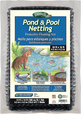 Dalen pond netting covering a water garden to deter predators and protect fish.