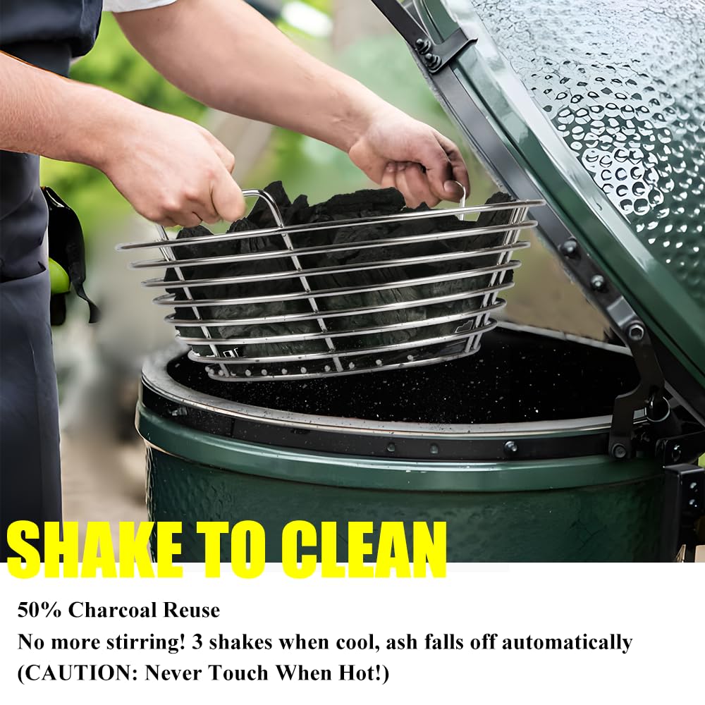 Dallden Charcoal Ash Basket divider removable close-up for dual-zone cooking.