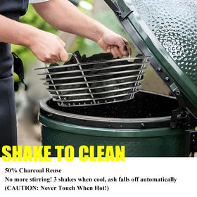 Dallden Charcoal Ash Basket divider removable close-up for dual-zone cooking.