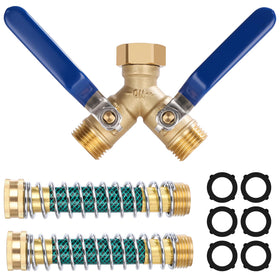 Dalmbox garden hose splitter with long handle for easy two-way watering