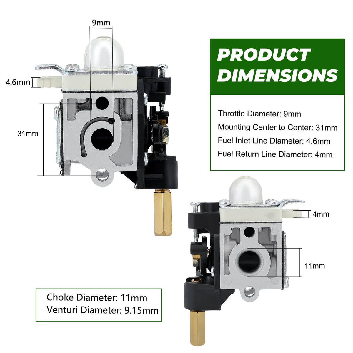 Dalom GT200R Echo carburetor fit showing broad compatibility across trimmers.