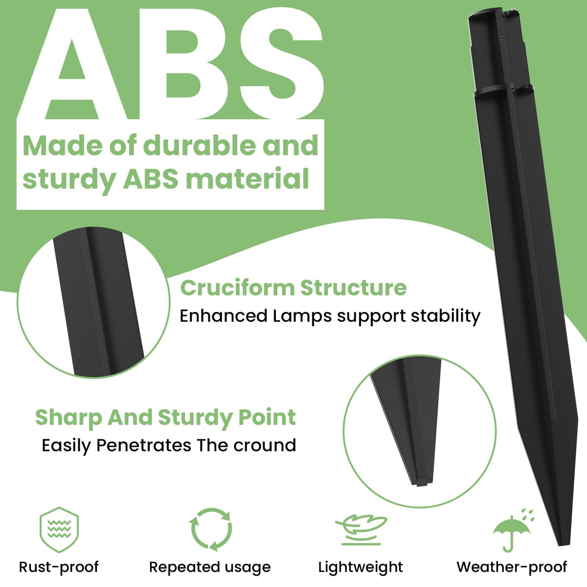 DALQUIS black replacement stakes offering corrosion resistance for long-lasting garden lighting.