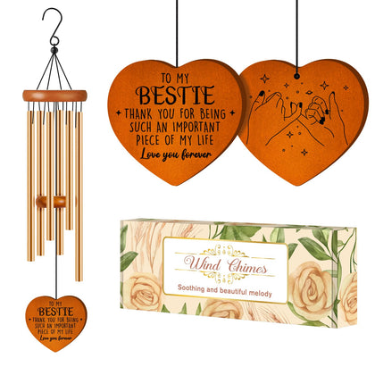 Damaigiift Bestie Wind Chime with pinky fingers engraving emphasizes lasting friendship.