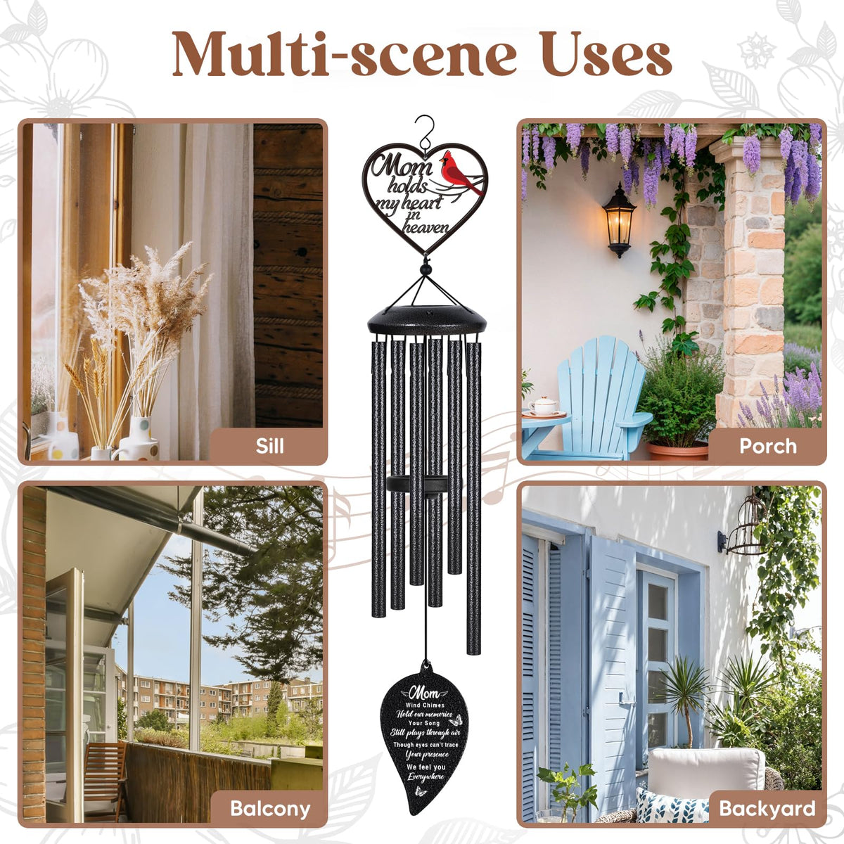 Damaigiift wind chimes hanging on patio invite soothing breeze