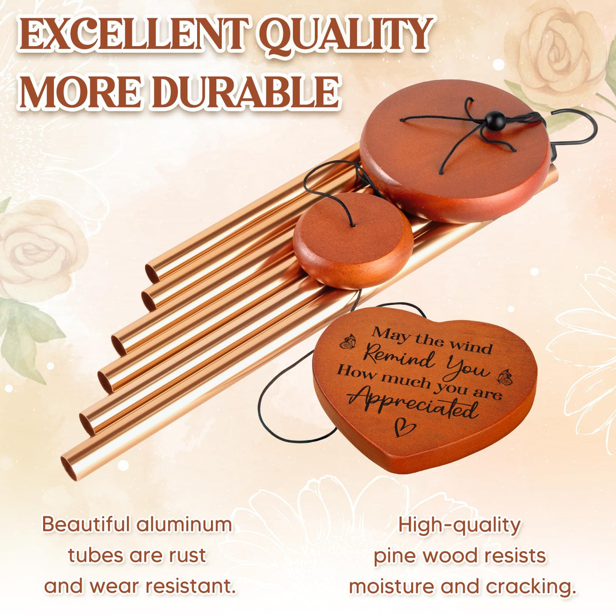 Damaigiift wind chimes wooden striker delivers warm, resonant tones.