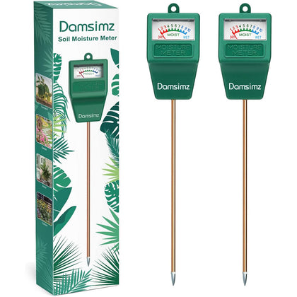 Damsimz 2-pack soil moisture meter reads moisture clearly for indoor plants.