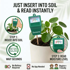 Damsimz soil tester probe reaches deep moisture in larger pots.