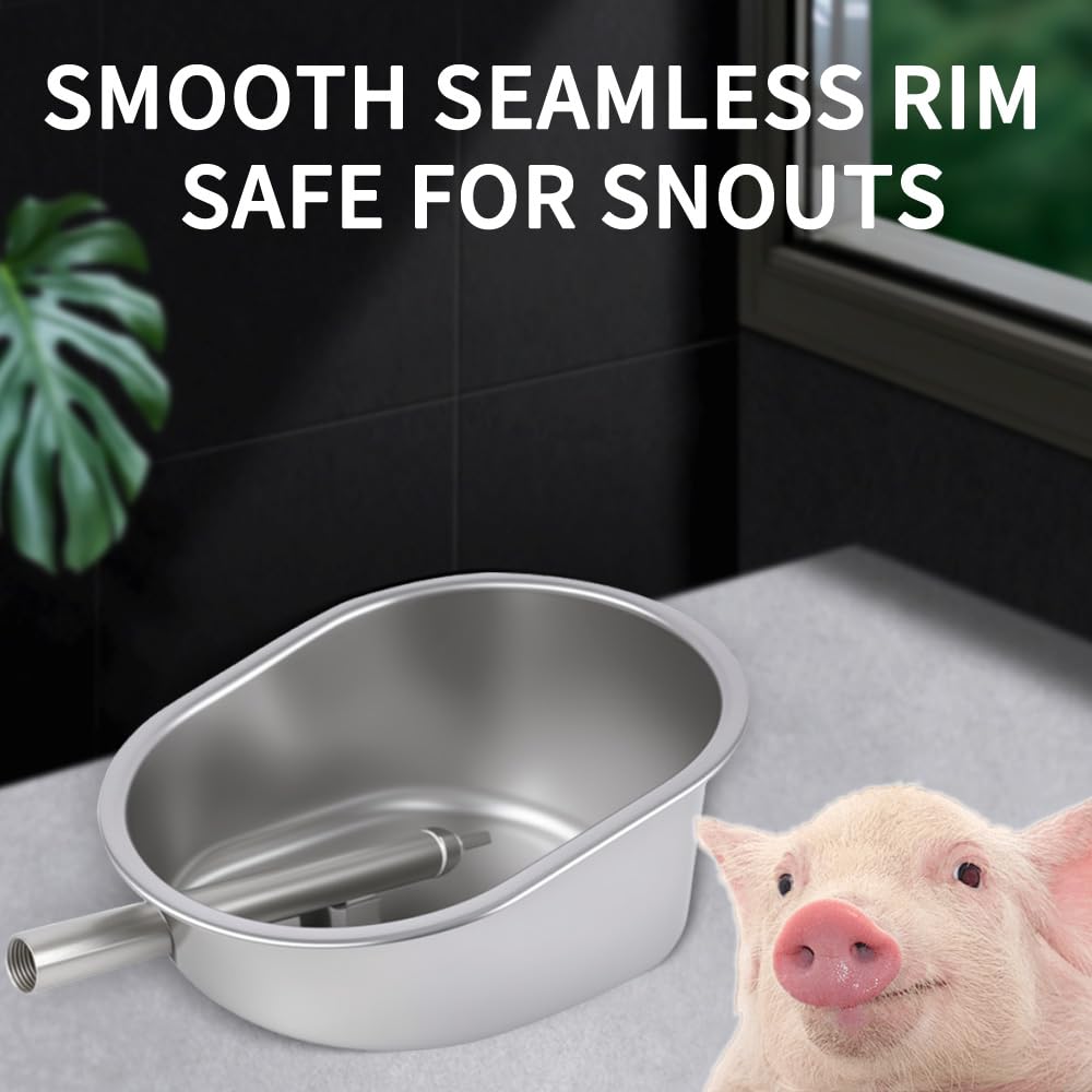 Danbark waterer bowl with rolled-edge safety prevents injuries during feeding