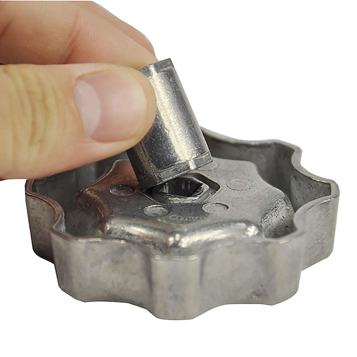 Close-up shows rust-resistant finish on the replacement handle.