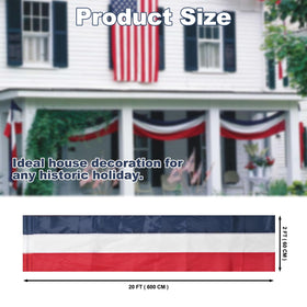 DanCoom bunting flag 20ft with easy attachment for durable exterior patriotic display.