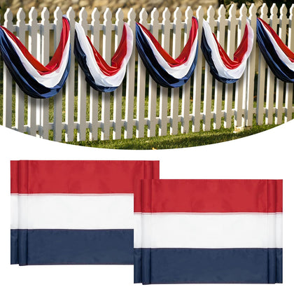 DanCoom American bunting flag 20ft in red-white-blue stripes for outdoor porch decor.