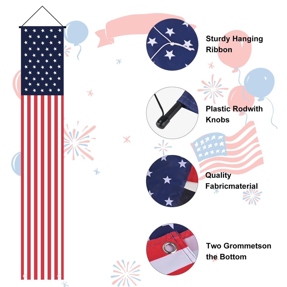 DanCoom Independence Day decor banner ready for wall, porch, or flagpole display
