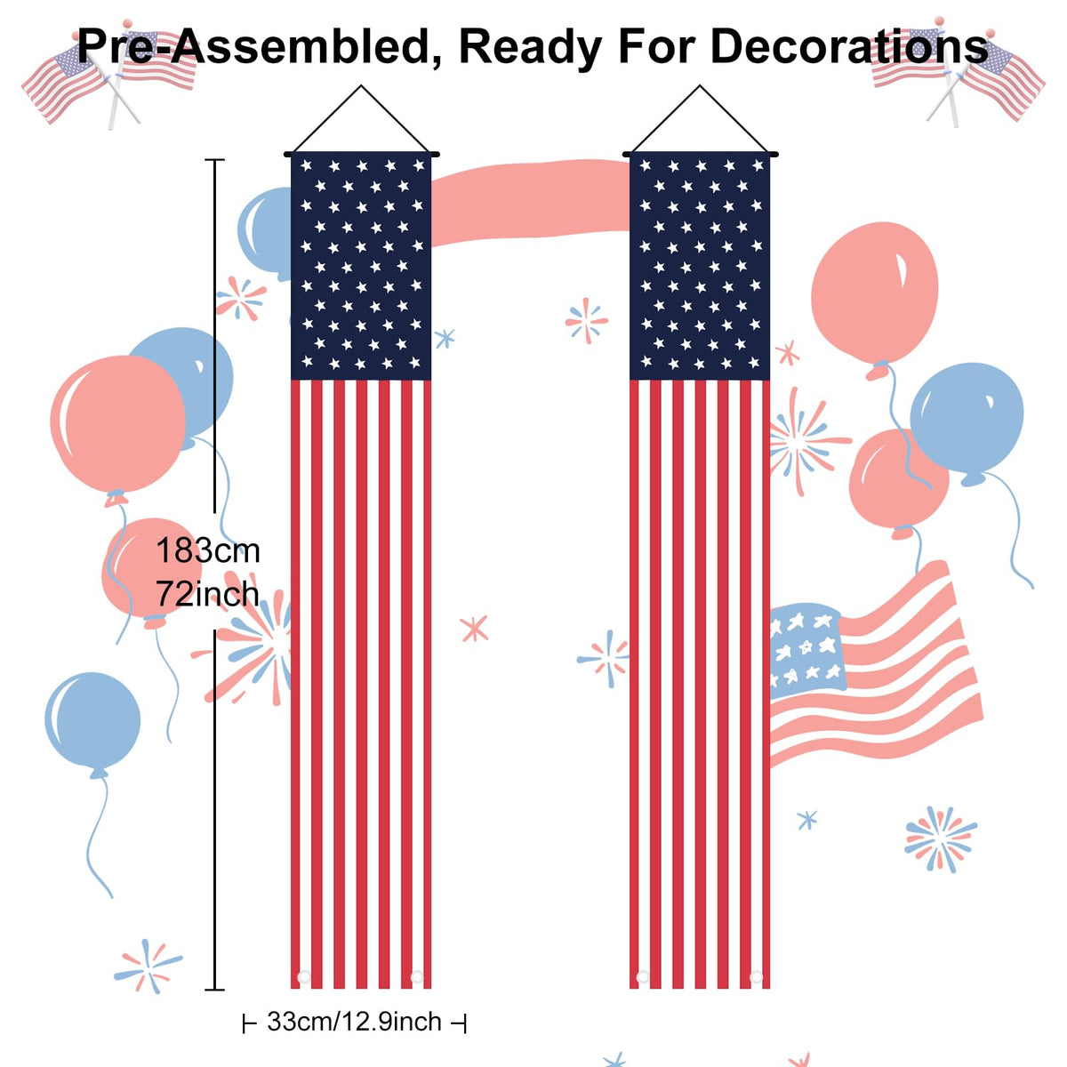 DanCoom indoor-outdoor patriotic banner suitable for homes and businesses