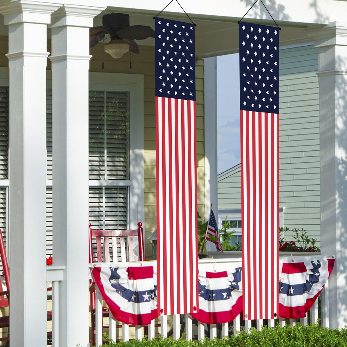 DanCoom weather-resistant patriotic banner withstands sun and rain outdoors