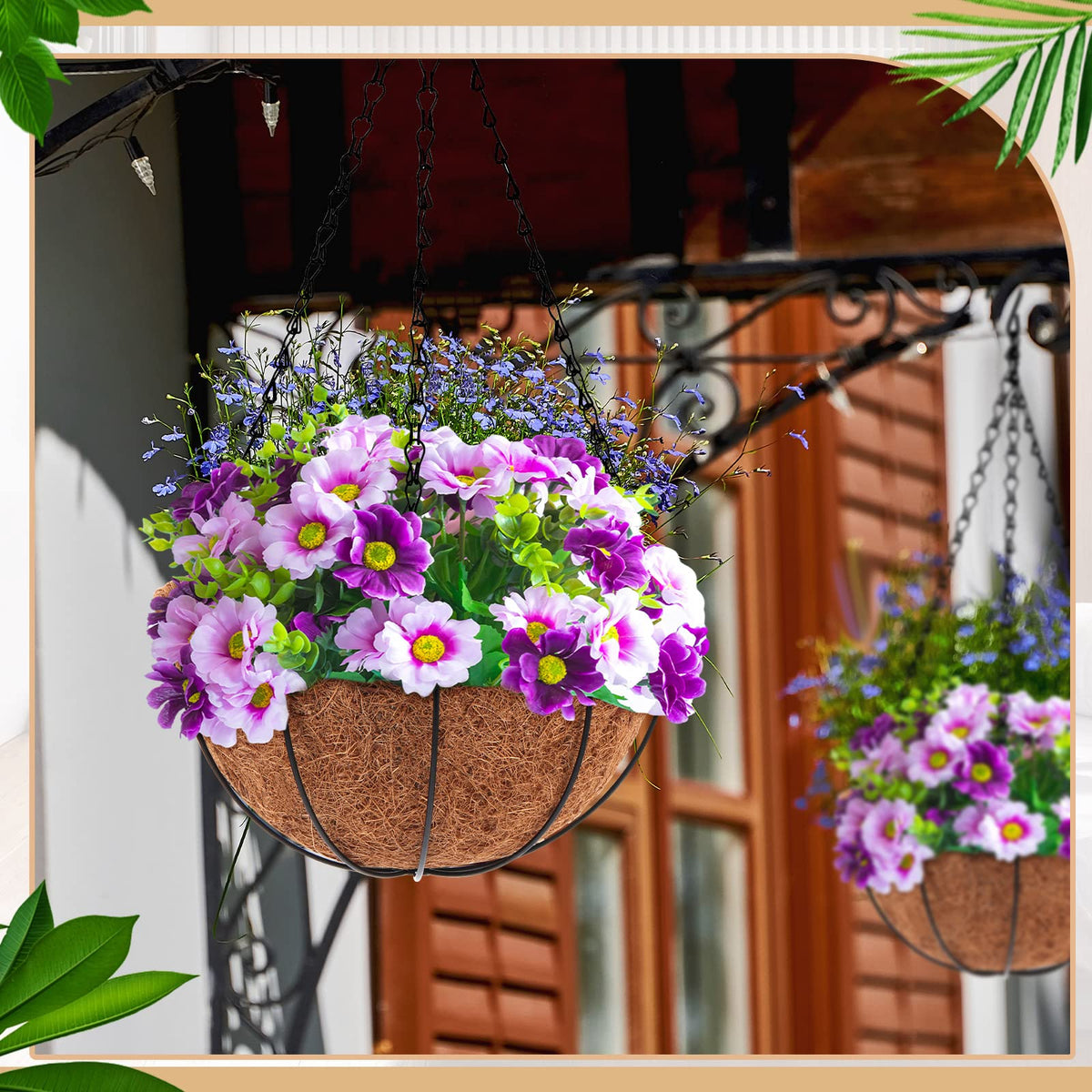 Dandat coco-coir liner hanging planter basket supports healthy root growth
