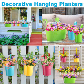 Dandat pink small hanging pot for tight corners and railings.