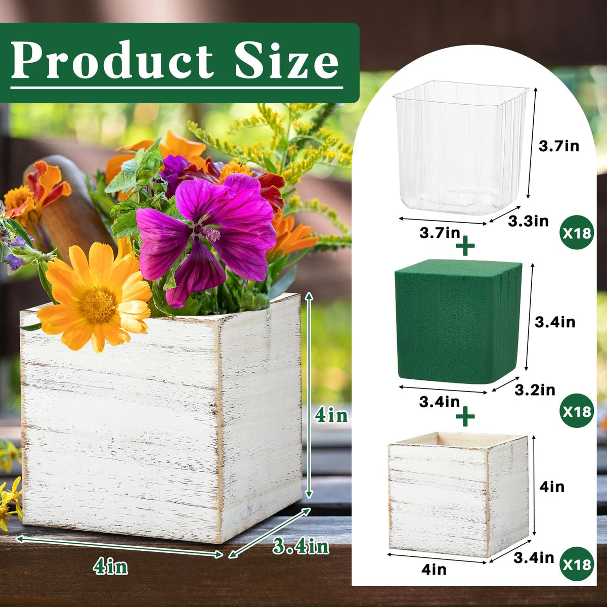 Dandat rustic white wooden centerpiece box for elegant wedding tables.