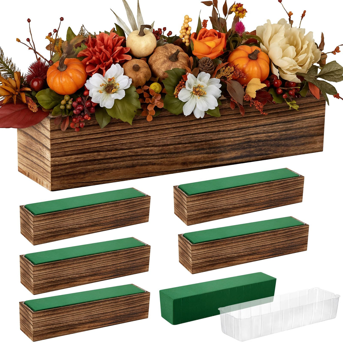 Dandat six-set rectangle wooden planter boxes arranged as elegant centerpieces