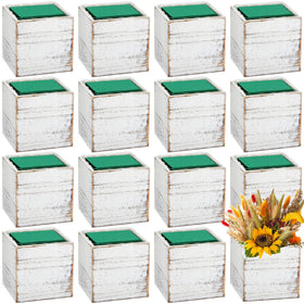 Dandat wooden cube planter 4in with a white rustic finish, ideal for centerpieces.