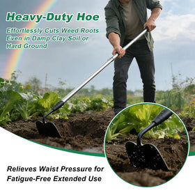 Daneried garden hoe reinforced connection prevents wobble in tough soil.
