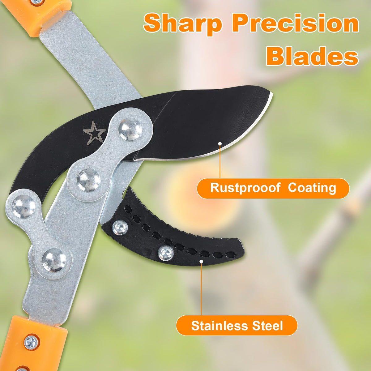 Daneried Loppers with telescopic mechanism allow pruning from ground level.