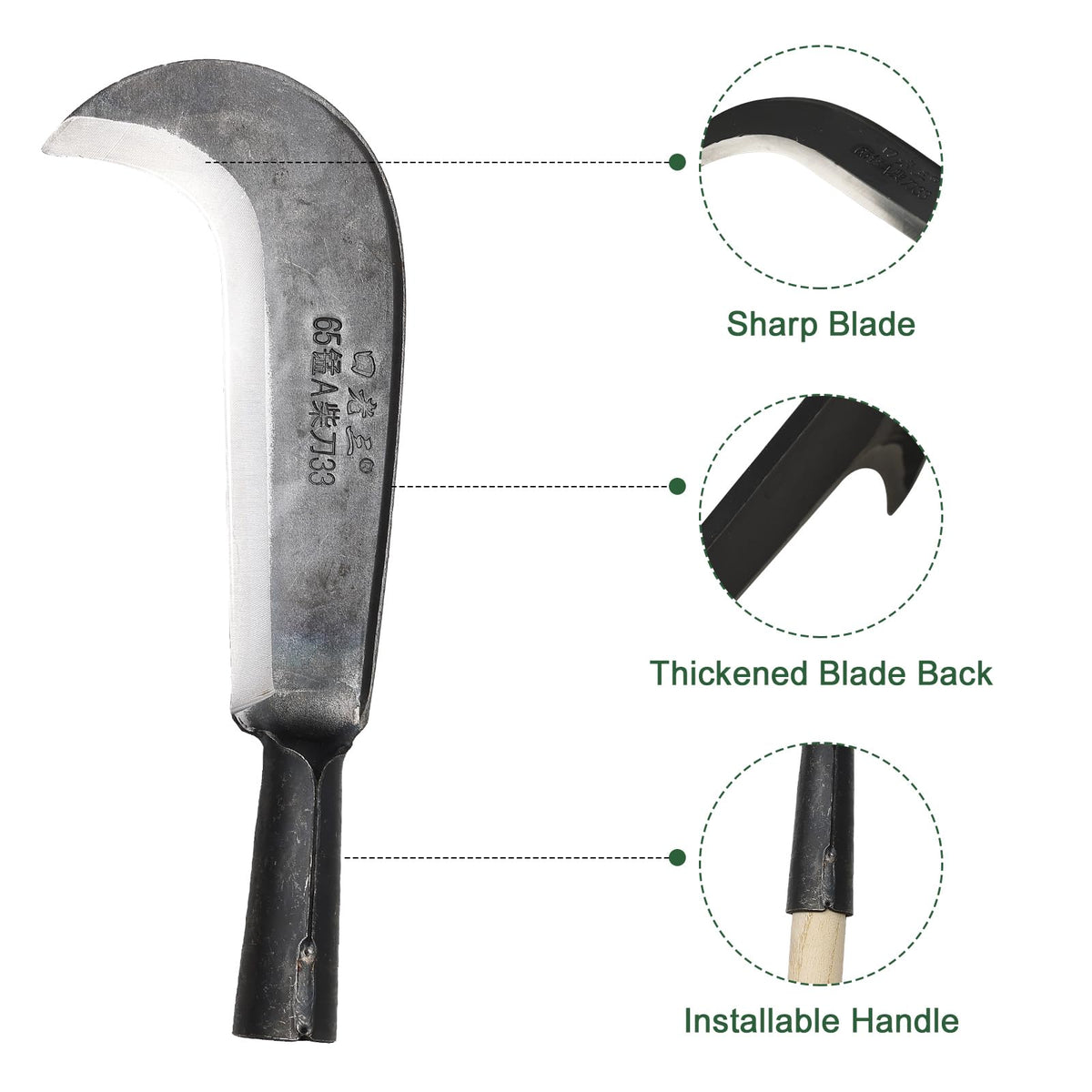 Daneried steel machete heavy-duty with wooden handle for tough yard tasks