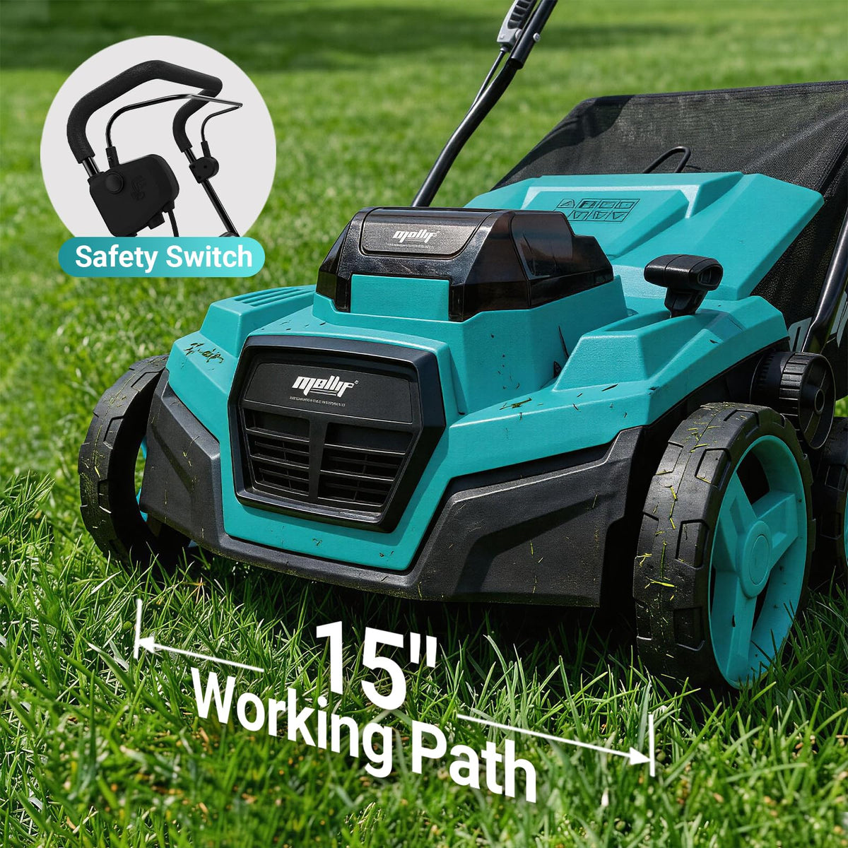 Danero 36V dethatcher 15-inch working width for efficient lawn treatment.