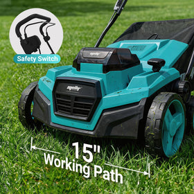 Danero 36V dethatcher 15-inch working width for efficient lawn treatment.