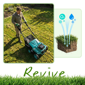 Air Boost technology in Danero dethatcher clears thatch for healthy growth.