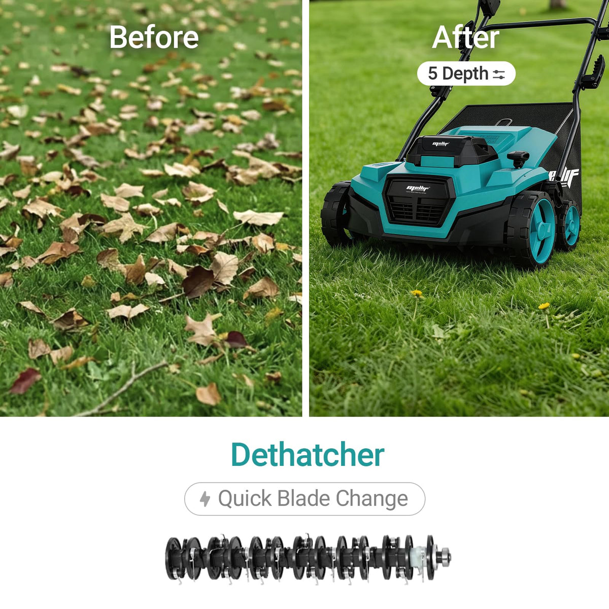 Ergonomic height settings ensure comfortable use with Danero dethatcher.