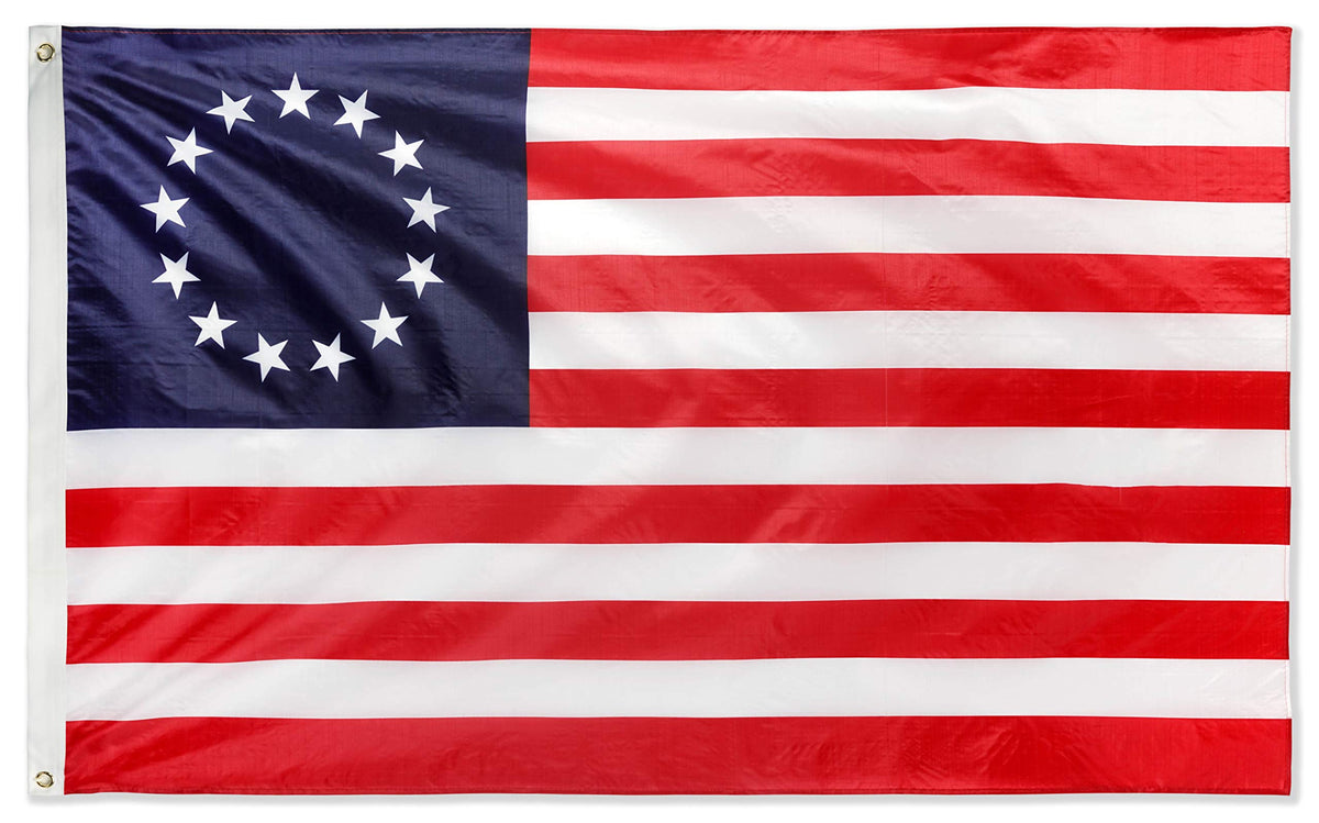 DANF Betsy Ross flag 3x5ft brass grommets for secure outdoor display.