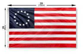 DANF Betsy Ross flag 3x5ft reinforced canvas header for longevity.