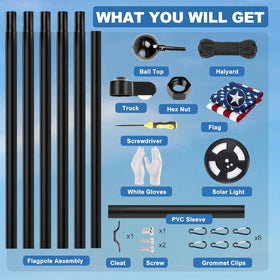DANF FLAG 25ft pole kit assembly parts enable quick setup