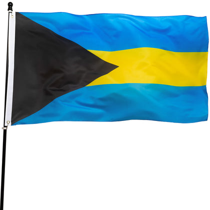 DANF Bahamas flag 3x5 polyester close-up shows fade-resistant color for displays.