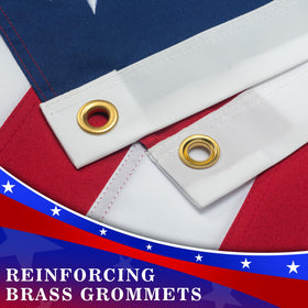 DANF FLAG brass grommets closeup shows sturdy hardware for weather exposure.