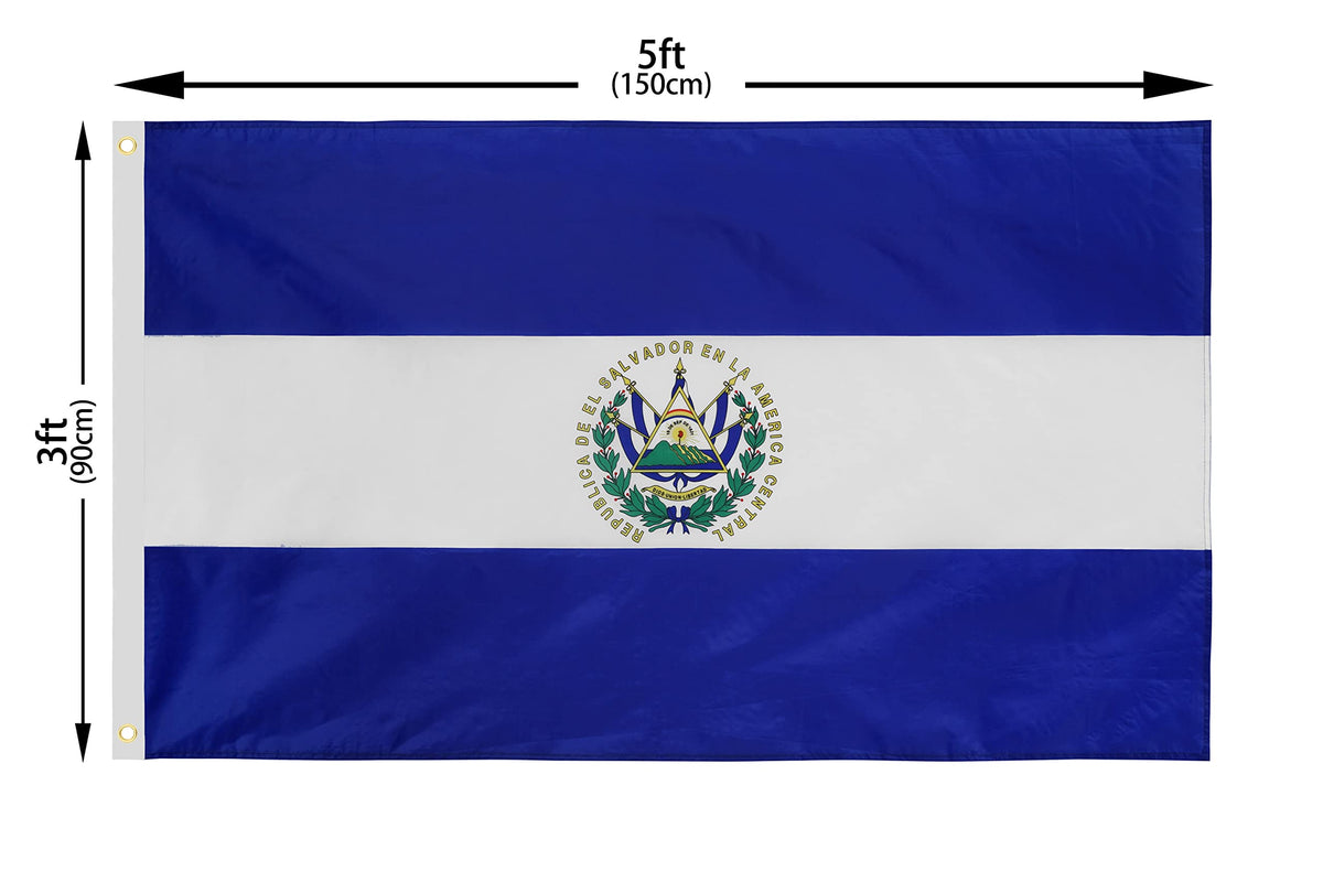DANF El Salvador flag 3x5ft showcases vivid color and fade resistance for events