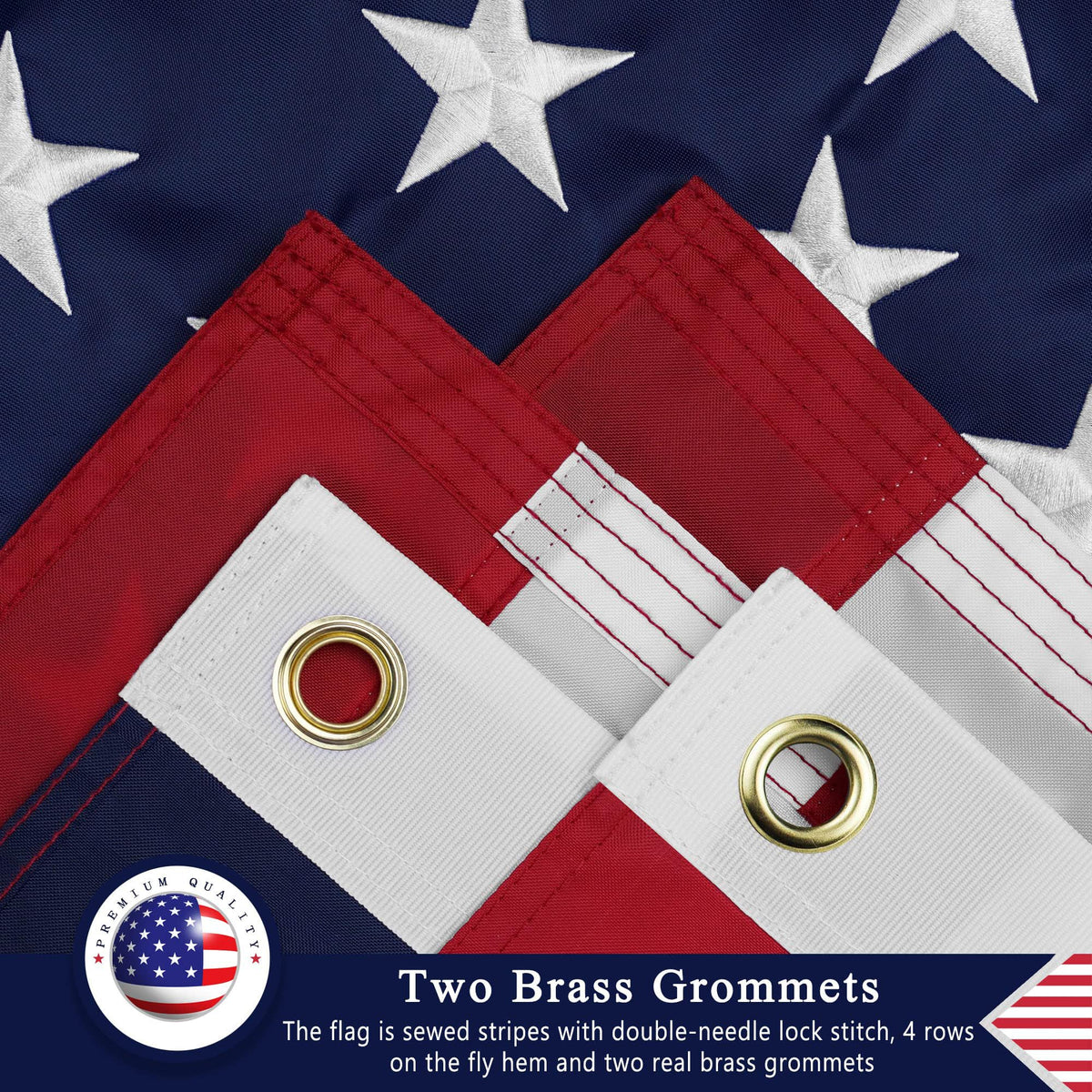 DANF FLAG embroidered stars close-up highlighting official-spec craftsmanship.