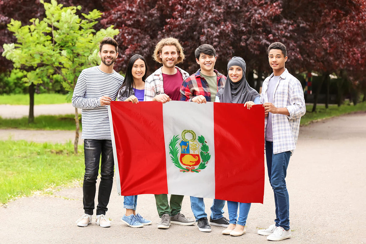 DANF FLAG Peru 3x5 with durable canvas header for mounting
